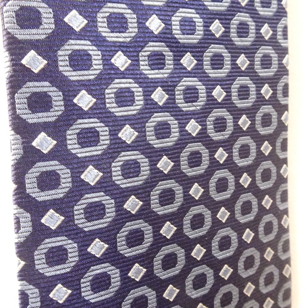 Vintage Tommy Hilfiger Silk Tie All Over Print Geometric Made In USA Blue NEW